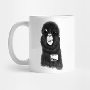 Funny Hand Drawn Llama in Black and White Mug